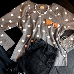 Pullover SWEATER ONLY heart print cozy layering